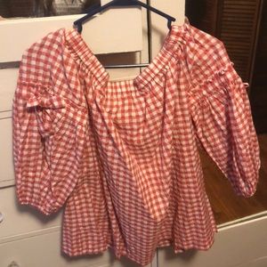 Off shoulder gingham top